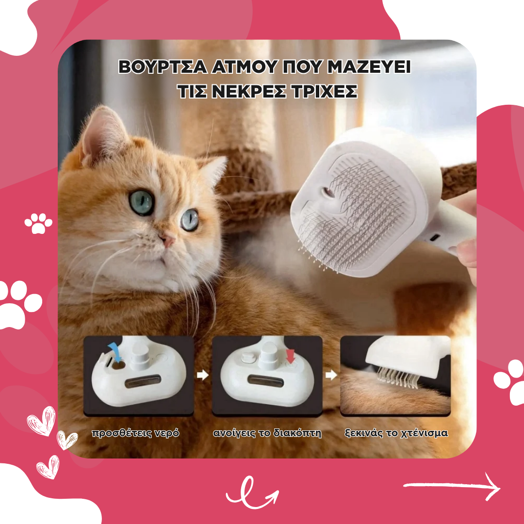 Ηλεκτρική Χτένα Περιποίησης με Ατμό για Σκυλάκια και Γατάκια