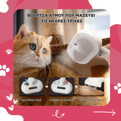 Ηλεκτρική Χτένα Περιποίησης με Ατμό για Σκυλάκια και Γατάκια