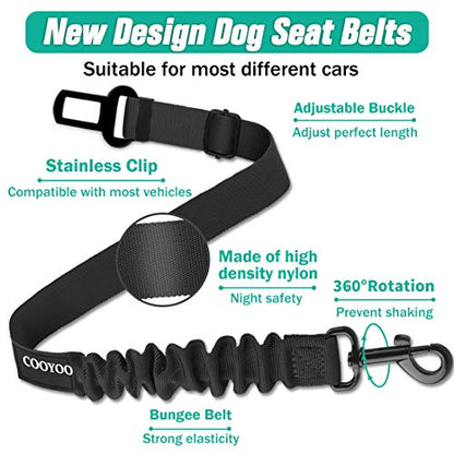 COOYOO Dog Seat Belt Durability Retractable Dog Car Harness Adjustable Dog Seat Belt for Vehicle Nylon Pet Safety Seat Belts Heavy Duty  Elastic 1 Pack Black