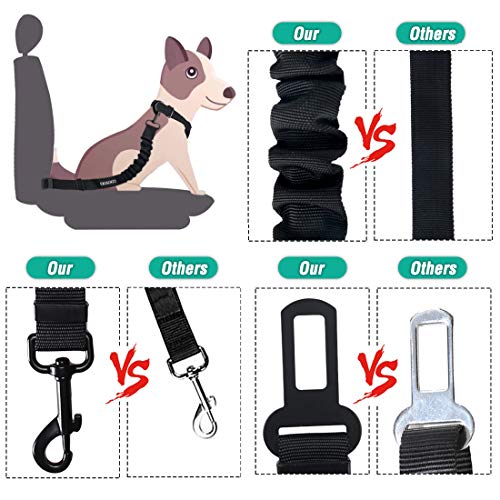 COOYOO Dog Seat Belt Durability Retractable Dog Car Harness Adjustable Dog Seat Belt for Vehicle Nylon Pet Safety Seat Belts Heavy Duty  Elastic 1 Pack Black