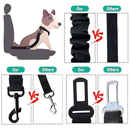 COOYOO Dog Seat Belt Durability Retractable Dog Car Harness Adjustable Dog Seat Belt for Vehicle Nylon Pet Safety Seat Belts Heavy Duty  Elastic 1 Pack Black