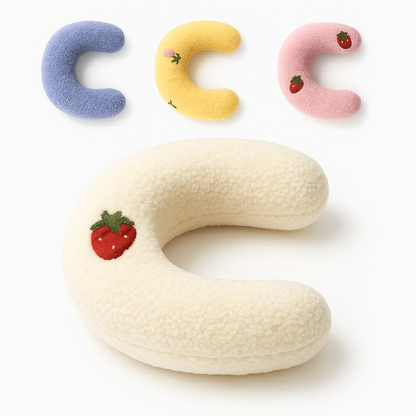 Μαξιλαράκι Κατοικίδιου για Γάτες και Σκυλάκια – Στρογγυλό Αναπαυτικό Μαξιλάρι με Χνουδωτό Υλικό σε Σχήμα Μισοφέγγαρο 🌙