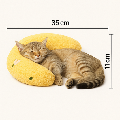 Μαξιλαράκι Κατοικίδιου για Γάτες και Σκυλάκια – Στρογγυλό Αναπαυτικό Μαξιλάρι με Χνουδωτό Υλικό σε Σχήμα Μισοφέγγαρο 🌙
