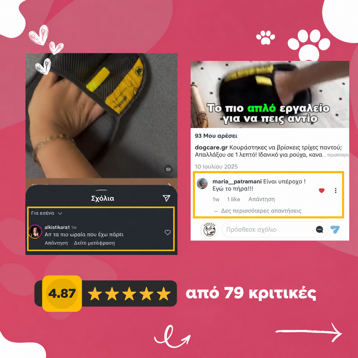 Κριτικές πελατών για το DogCare γάντι αφαίρεσης τριχών από υφάσματα